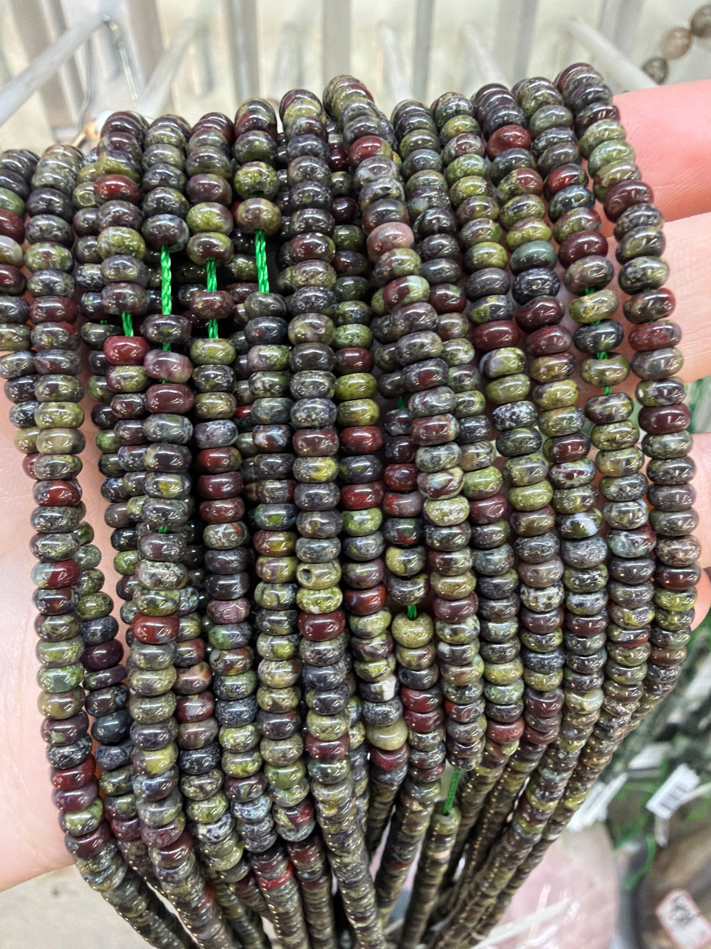Dragon Bloodstone Rondelle Beads