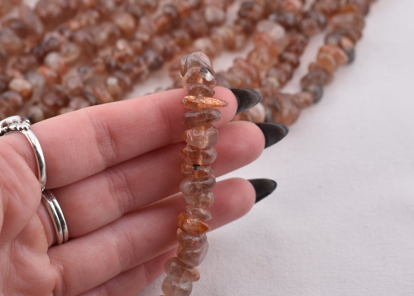 Crafting supplies such as Sunstone Beads available at wholesale and retail prices, only at our crystal shop in San Diego!