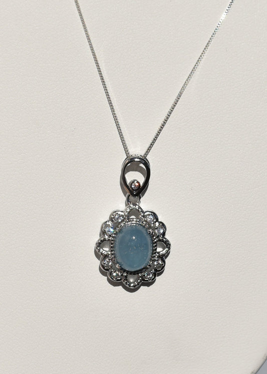 Sterling silver Aquamarine Necklace available at wholesale and retail prices, only at our crystal shop in San Diego!