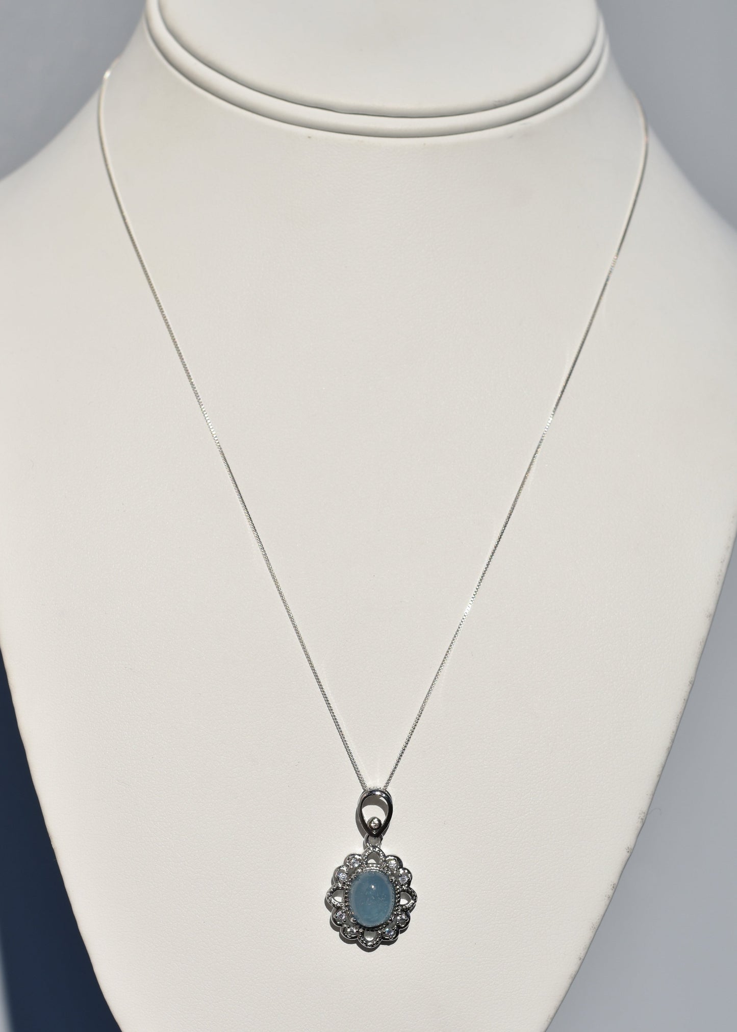 Sterling silver Aquamarine Necklace available at wholesale and retail prices, only at our crystal shop in San Diego!