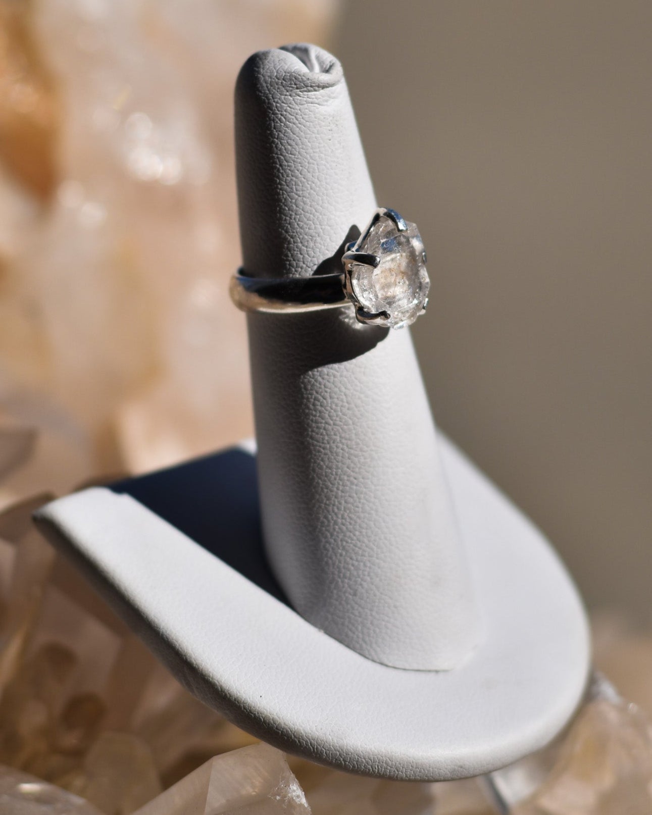 S.S. Adjustable Raw Herkimer Diamond Rings
