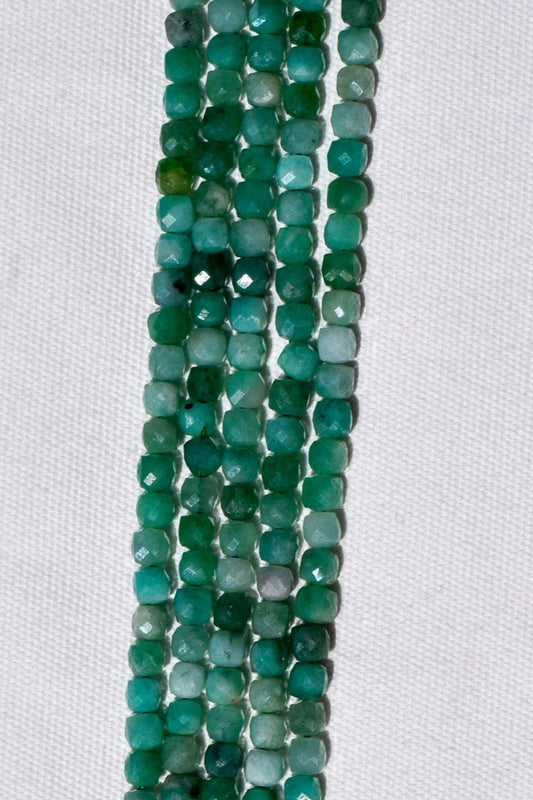 Faceted Emerald Cube Beads