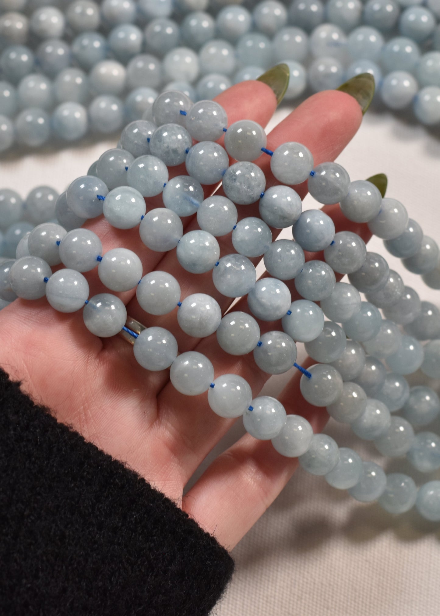 Aquamarine beads available at wholesale and retail prices, only at our crystal shop in San Diego!