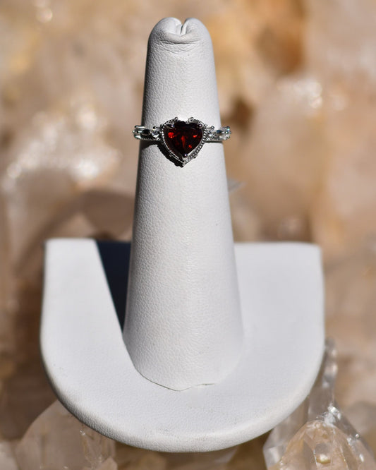 S.S. Garnet Heart Adjustable Rings