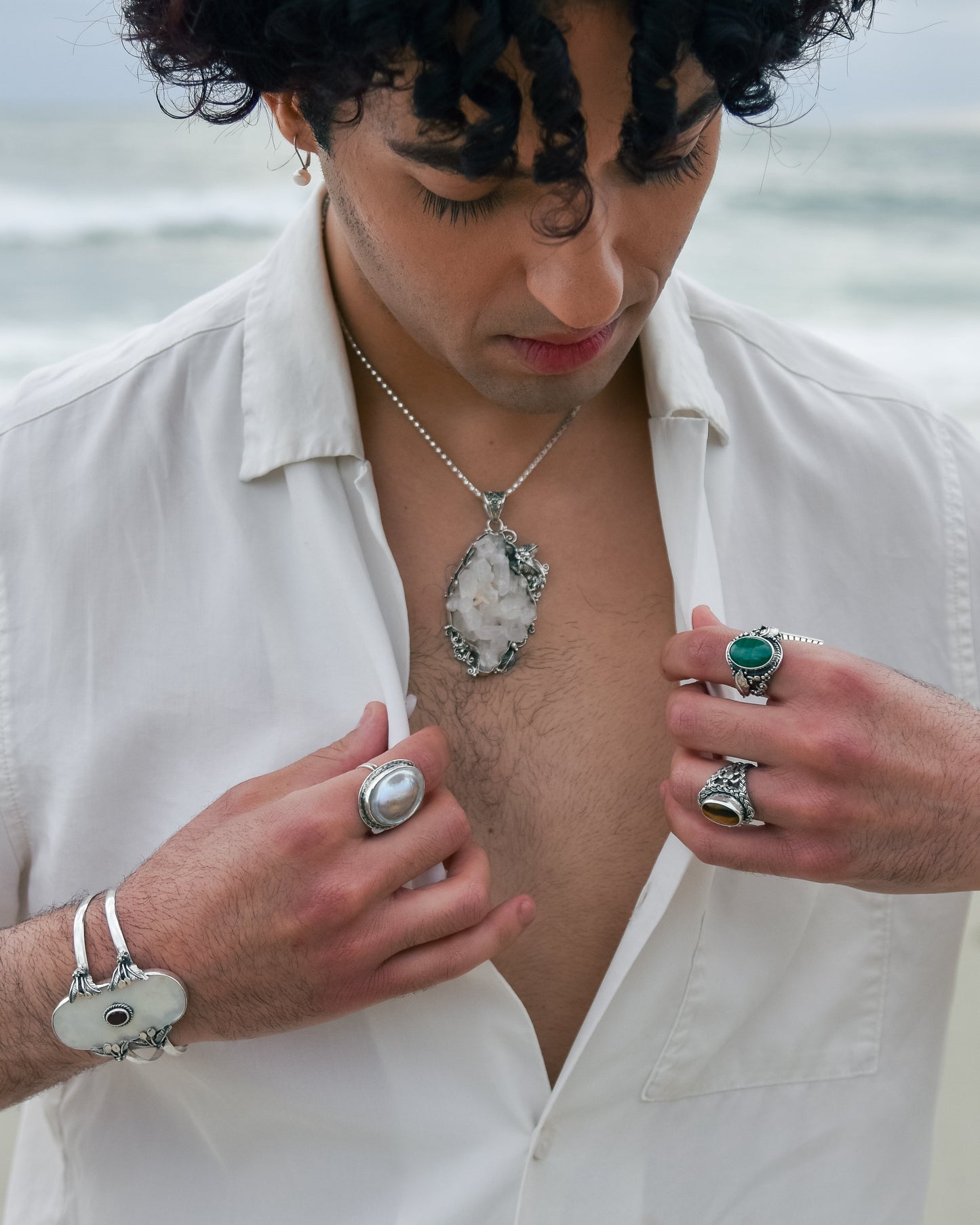 S.S. Shlomo Clear Quartz 'Sea Glass Glow' Pendant