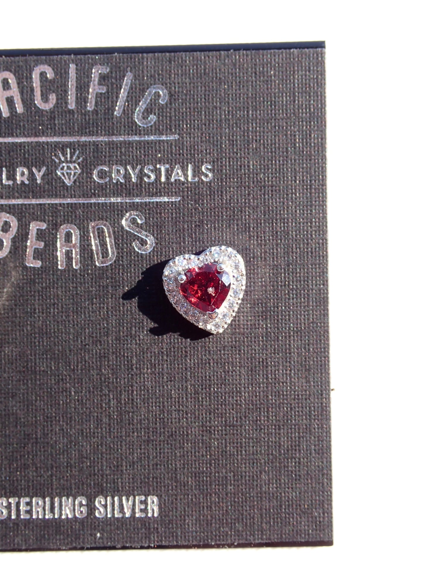 S.S. Garnet Heart Stud Earrings