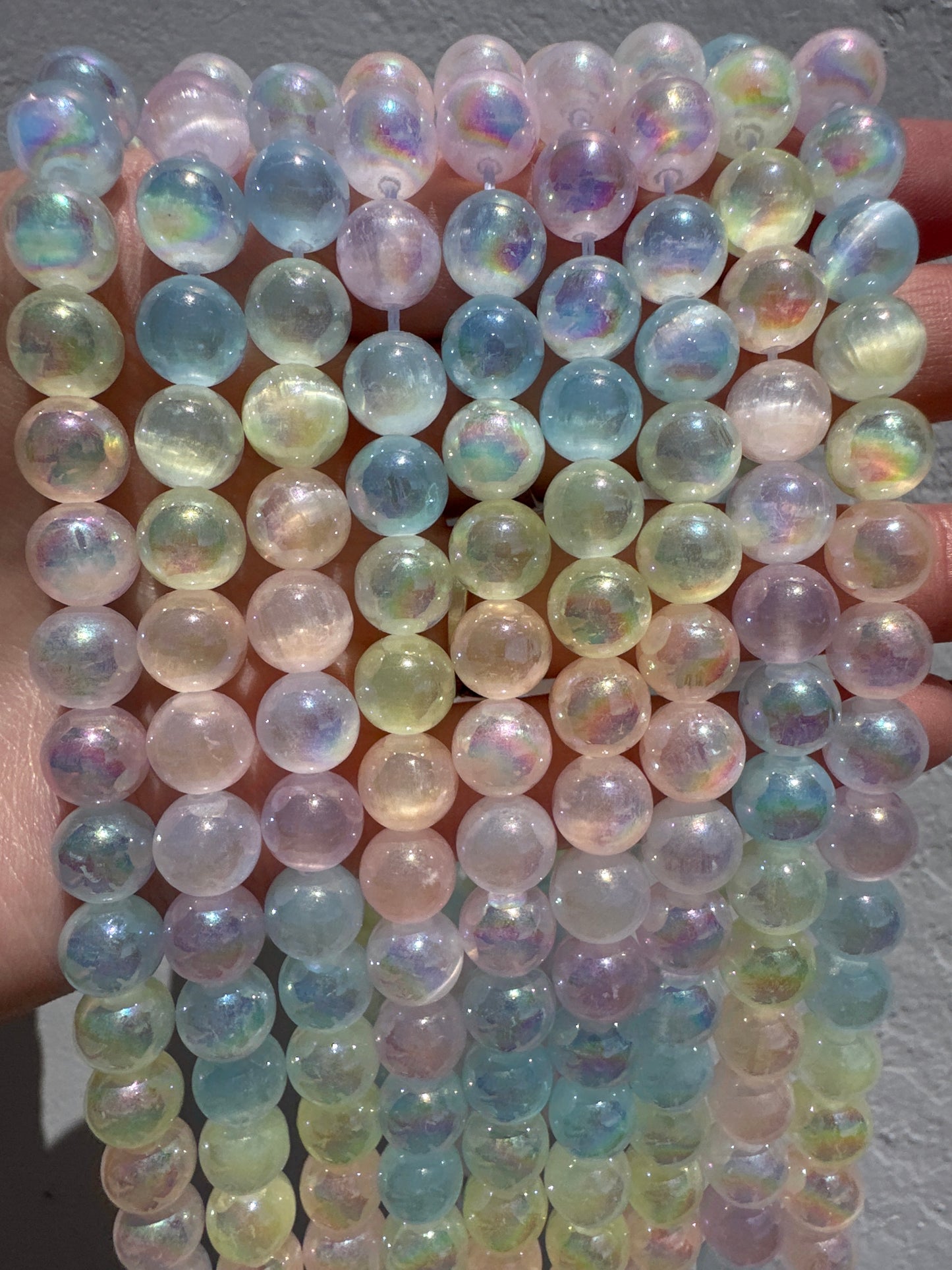 Iridescent Rainbow Selenite Beads