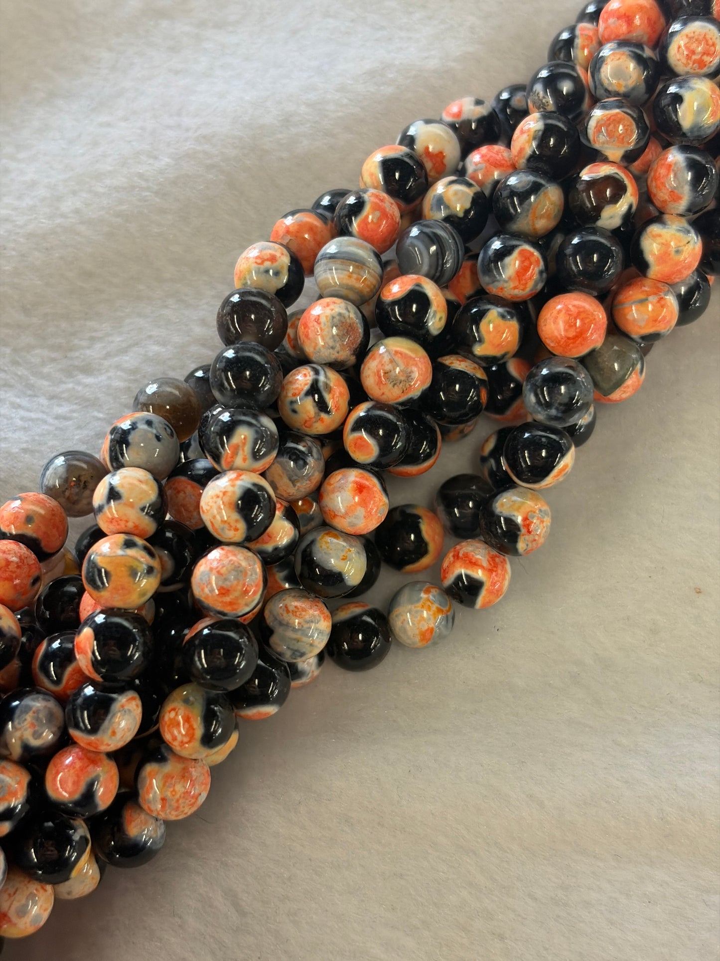 Orange Fire Agate Beads