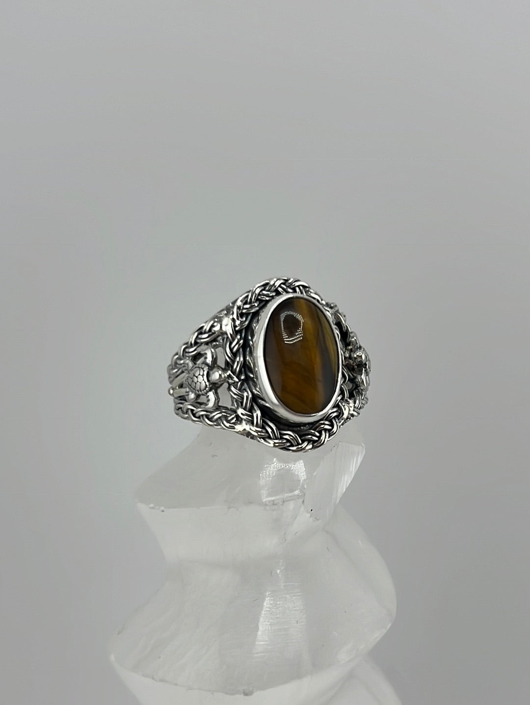 Sterling silver Shlomo designer tiger eye ring available at wholesale and retail prices, only at our crystal shop in San Diego!