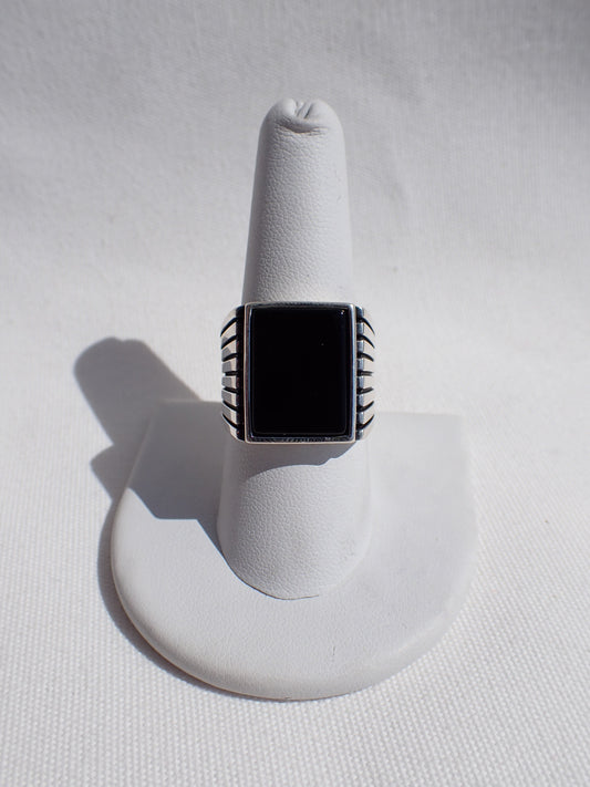 S.S. Men's Black Onyx Square Rings