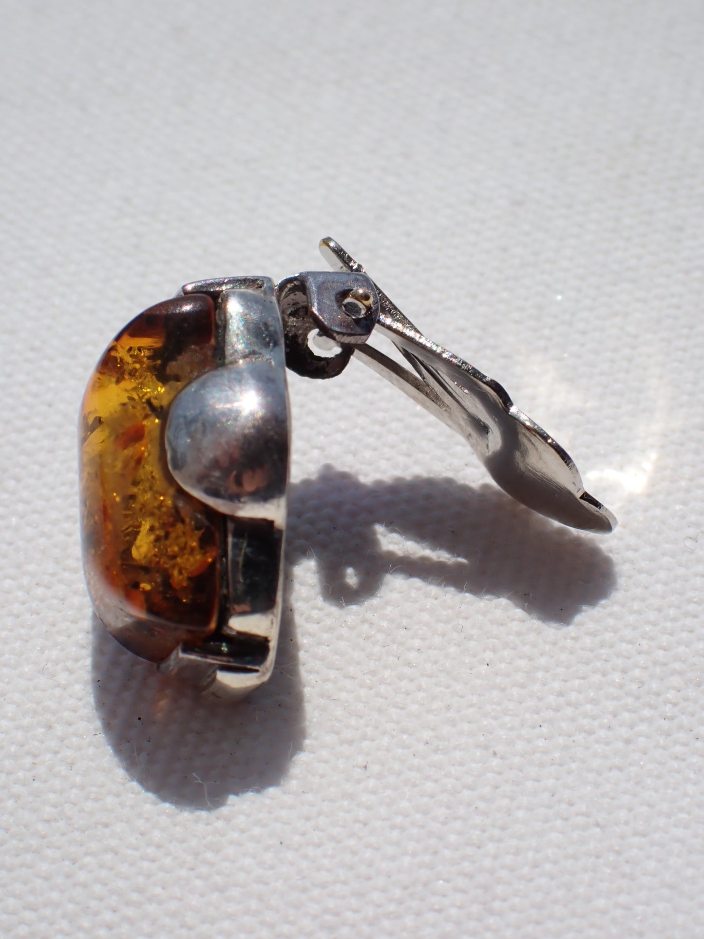 S.S. Amber Rectangular Clip-on Earrings
