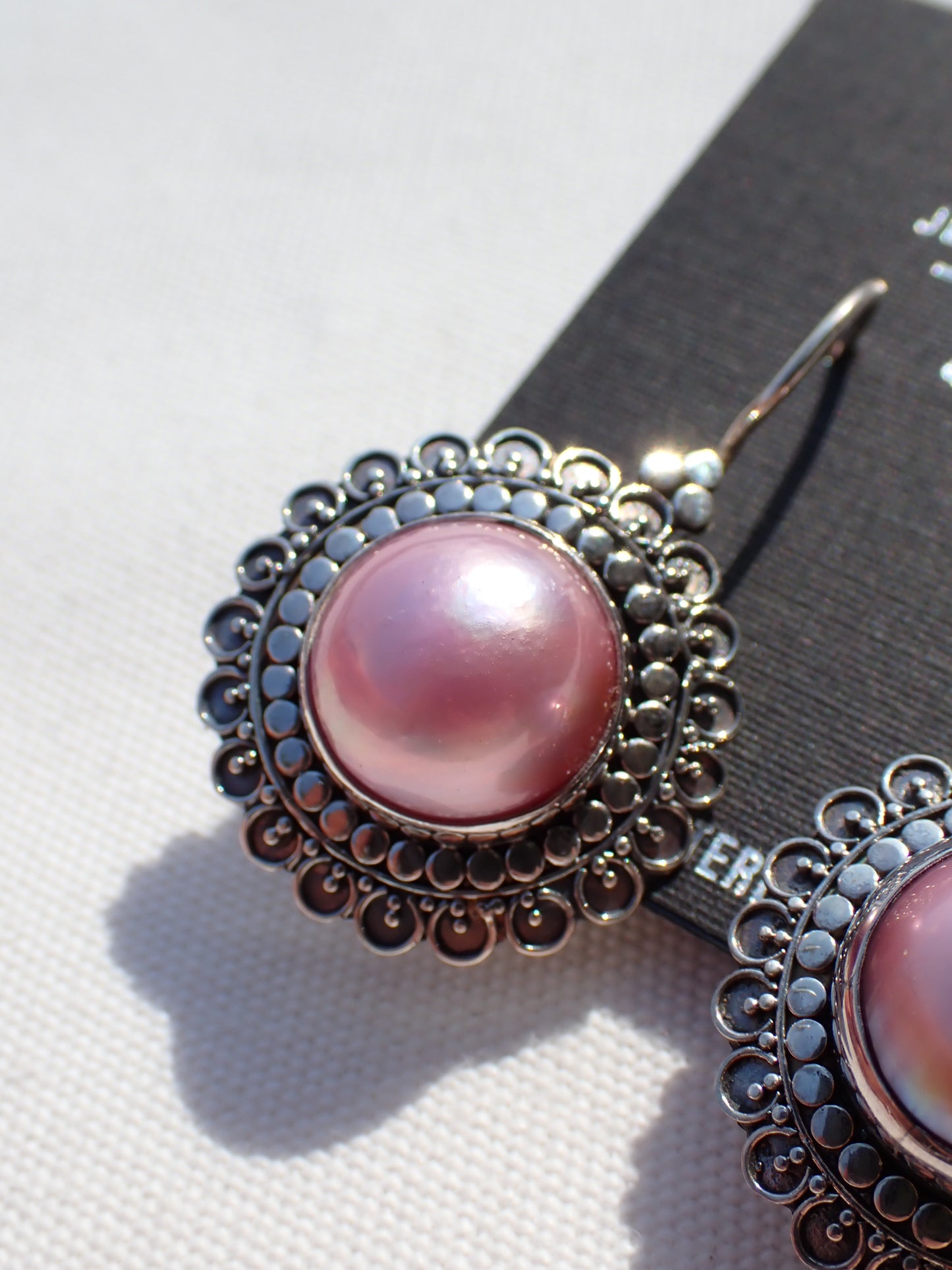 S.S. Pink Mabe Pearl Earrings