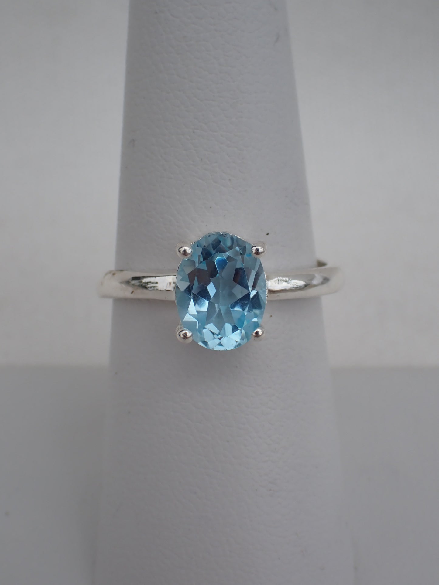 S.S. Adjustable Faceted Blue Topaz Rings