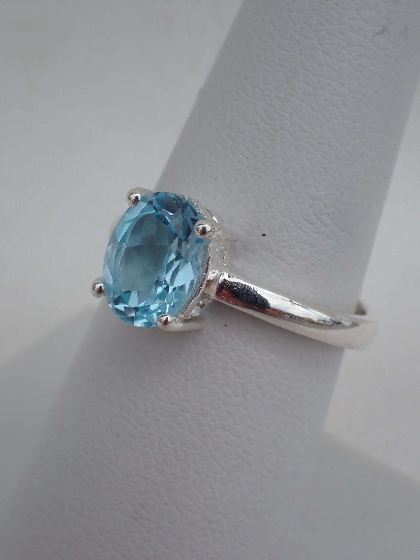 S.S. Adjustable Faceted Blue Topaz Rings