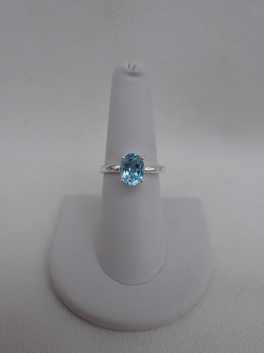 S.S. Adjustable Faceted Blue Topaz Rings