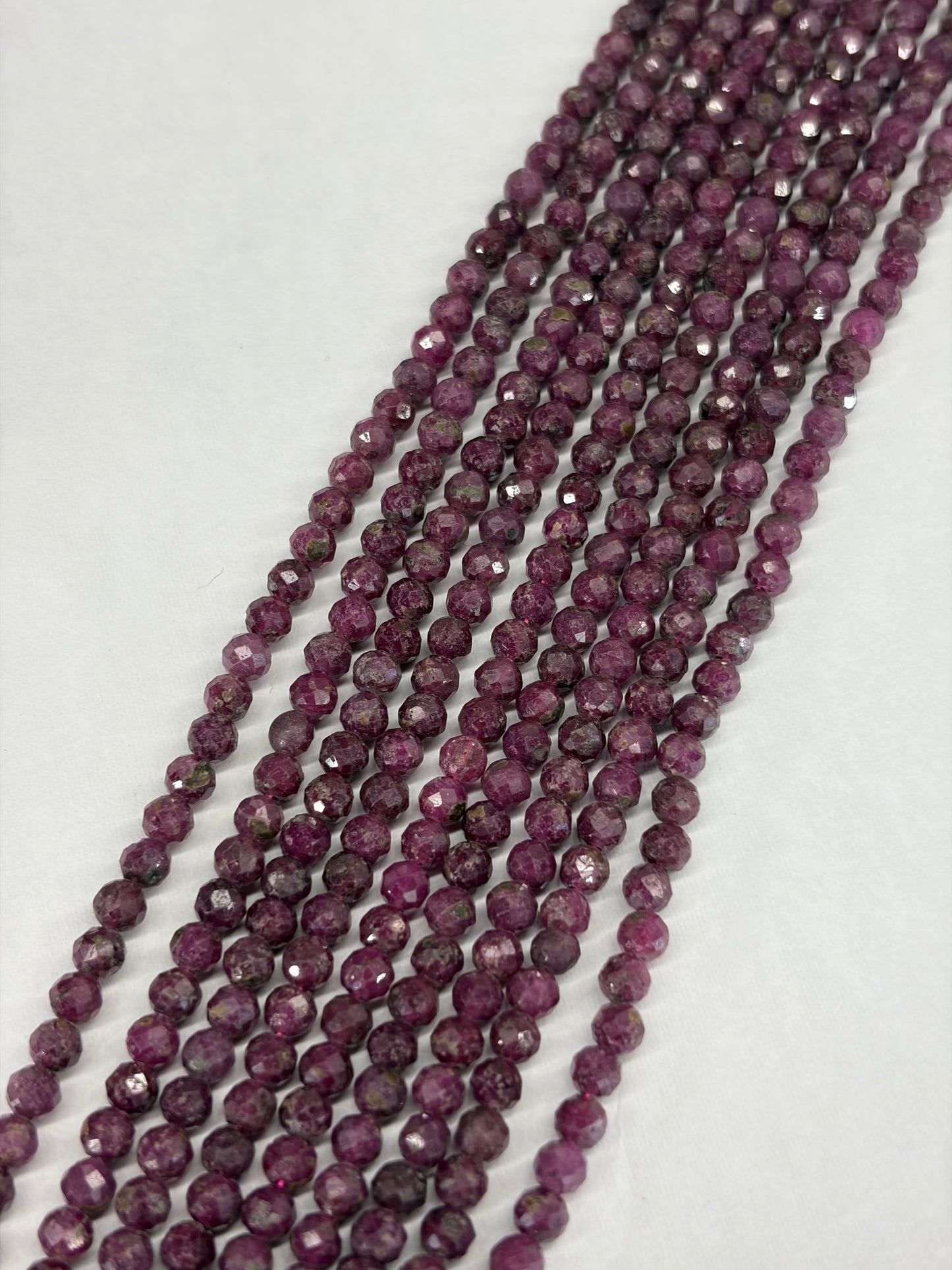 Prestrung Faceted Ruby Beads