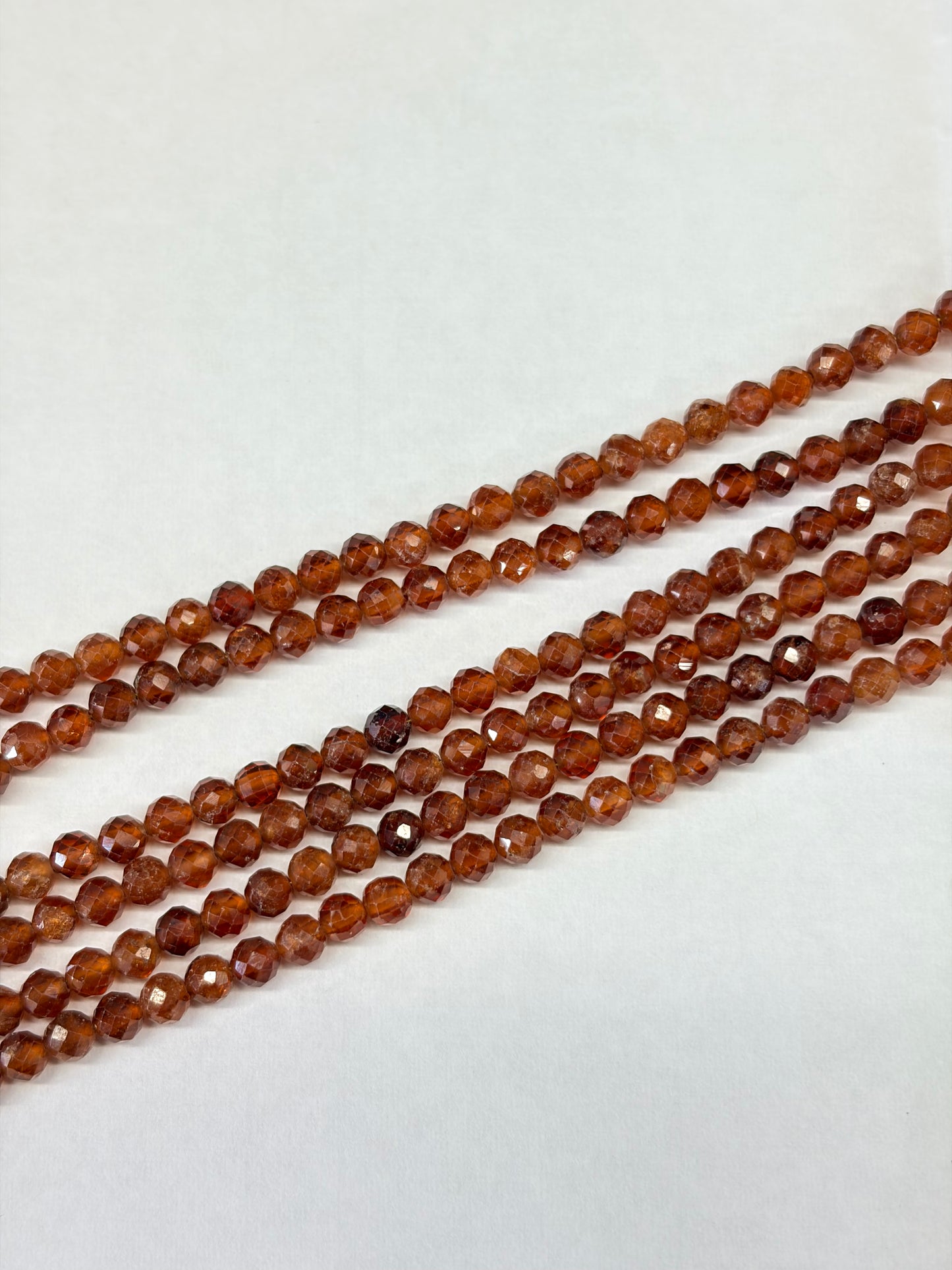 Prestrung Faceted Orange Garnet Beads