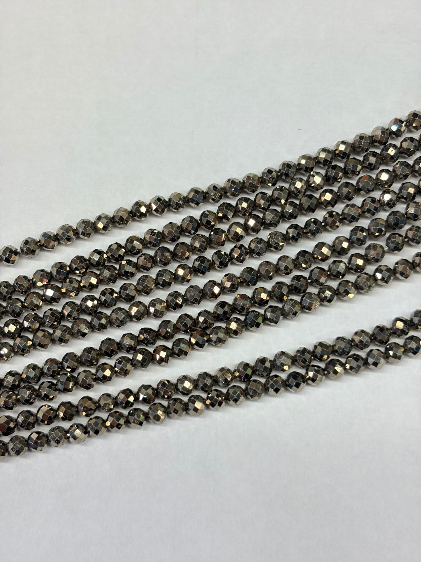 Prestrung Faceted Pyrite Beads