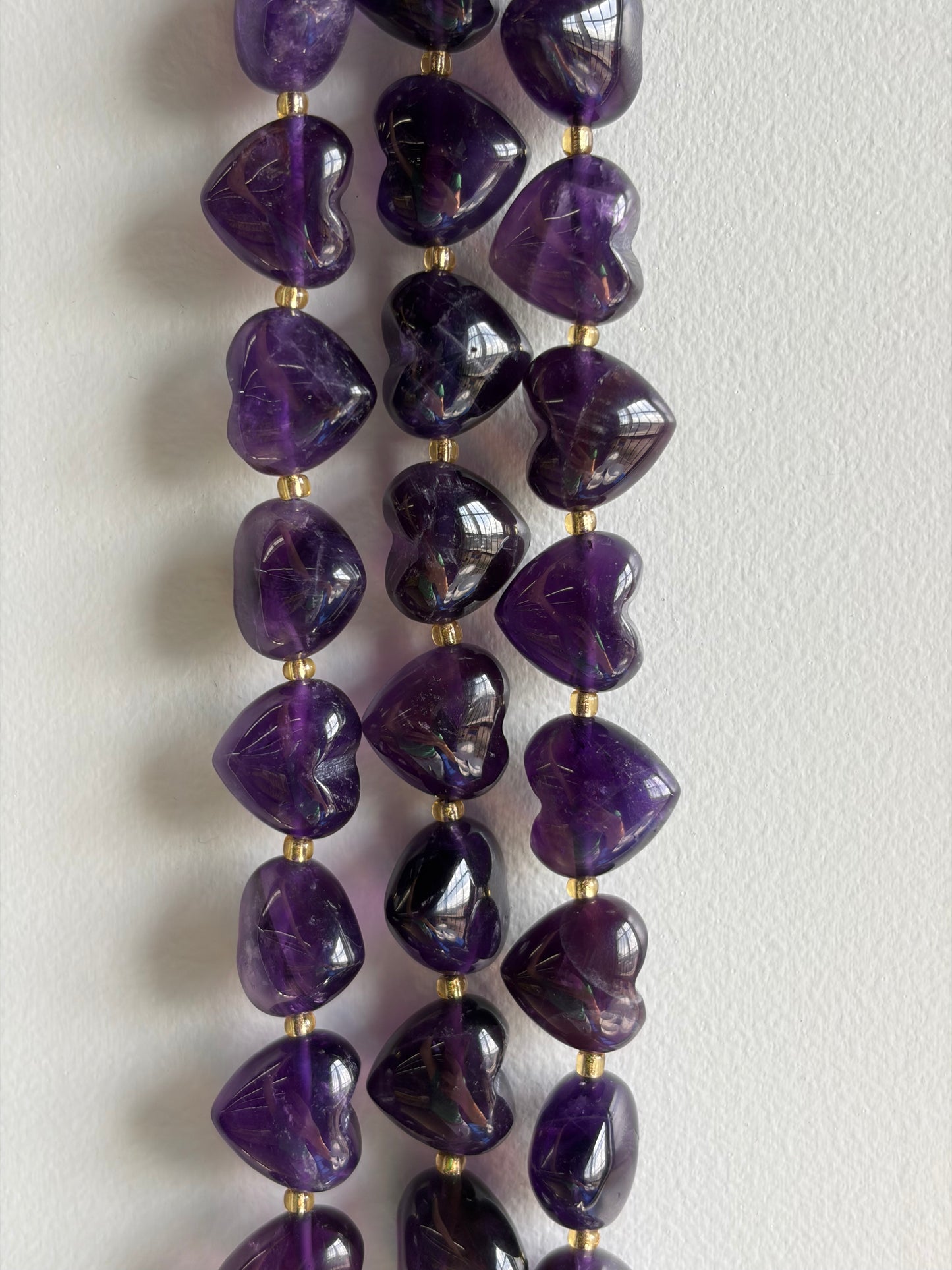 Amethyst Rounded Heart Beads