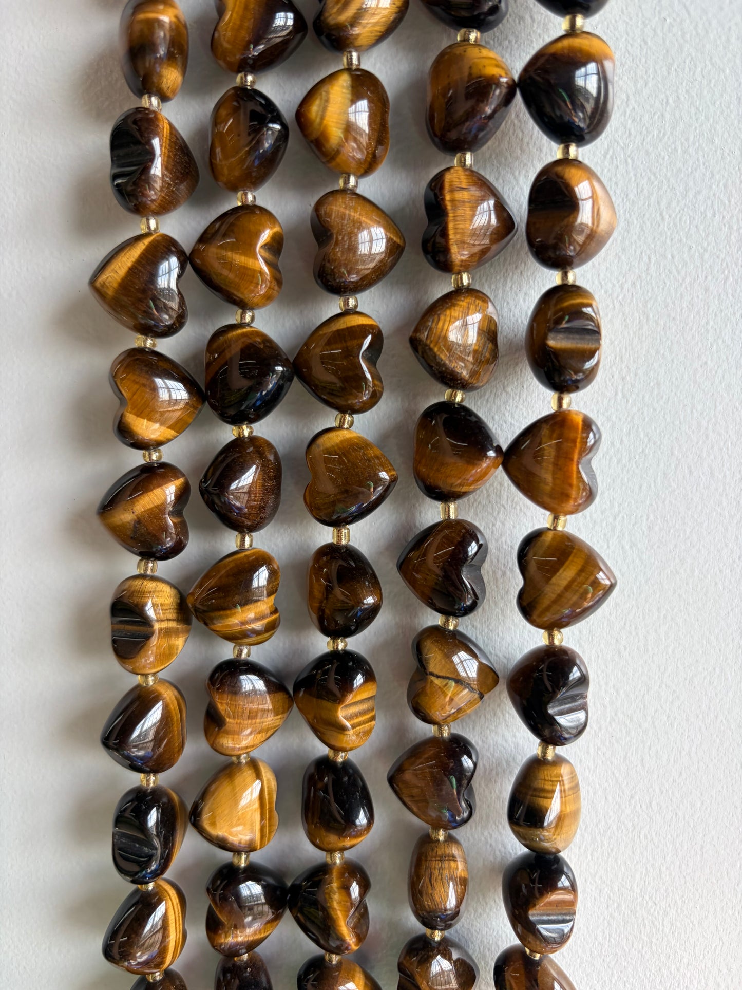 Tiger Eye Rounded Heart Beads