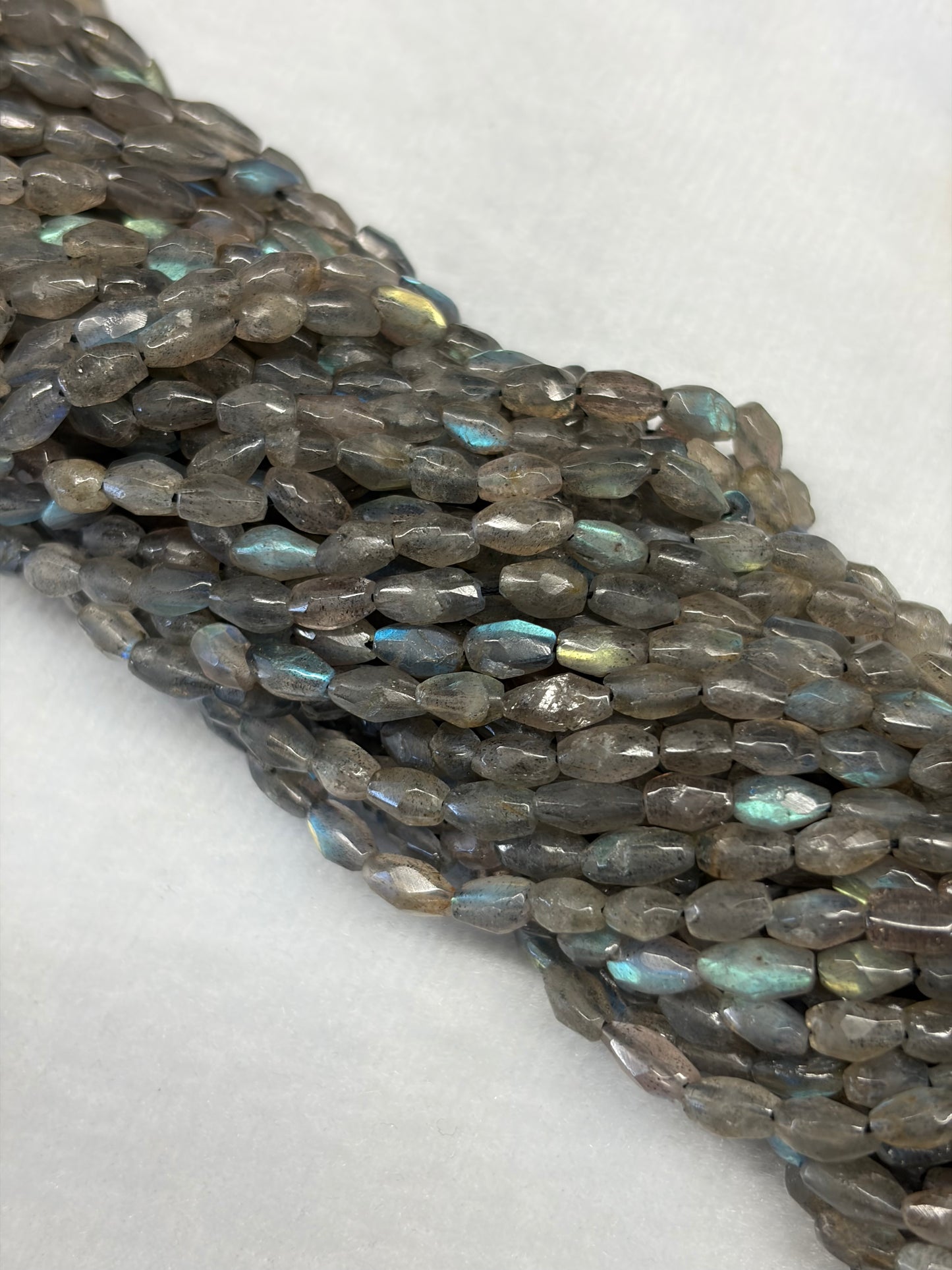 Faceted Labradorite Barrel Beads