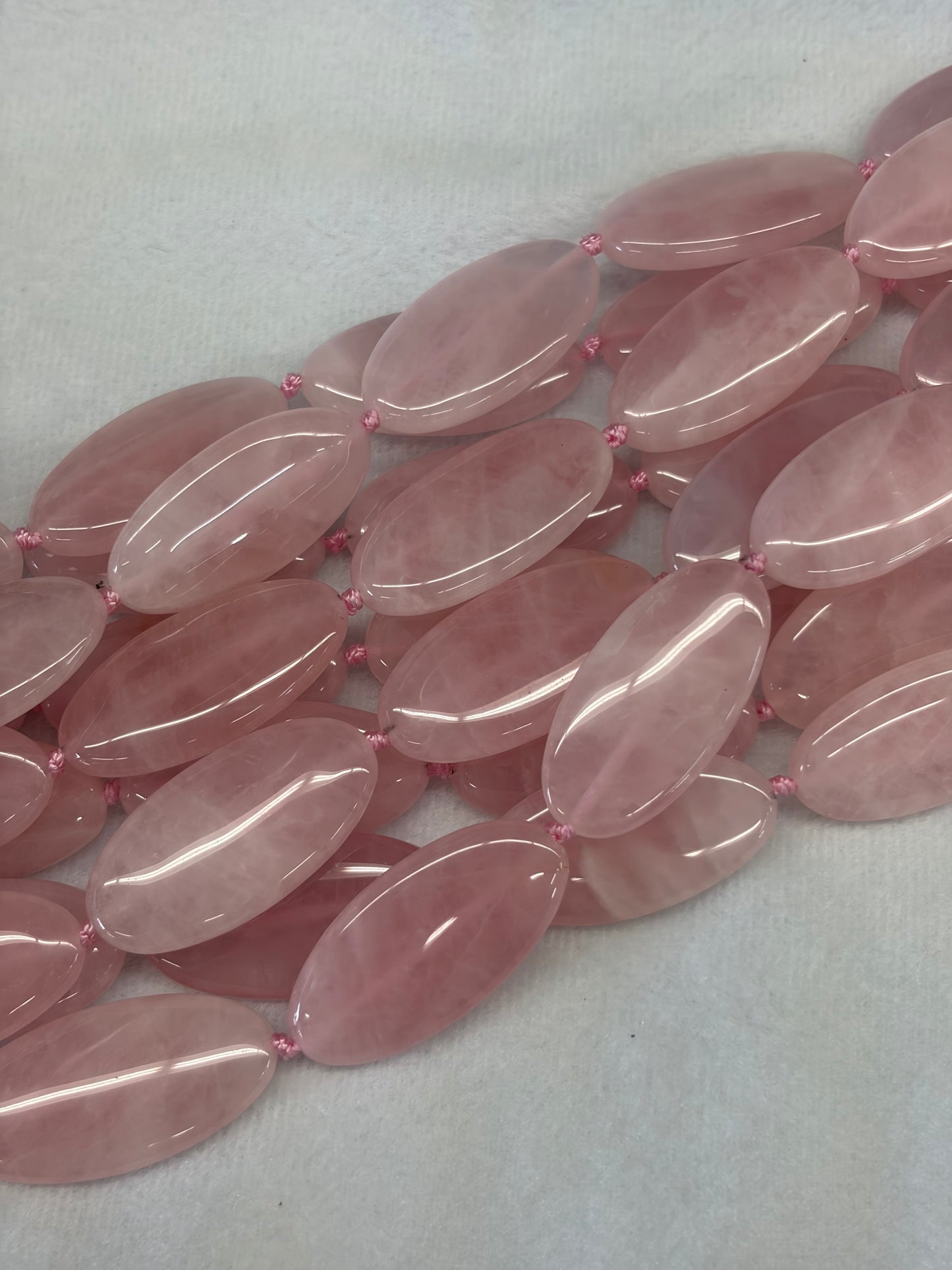 Oval Rose Quartz Beads