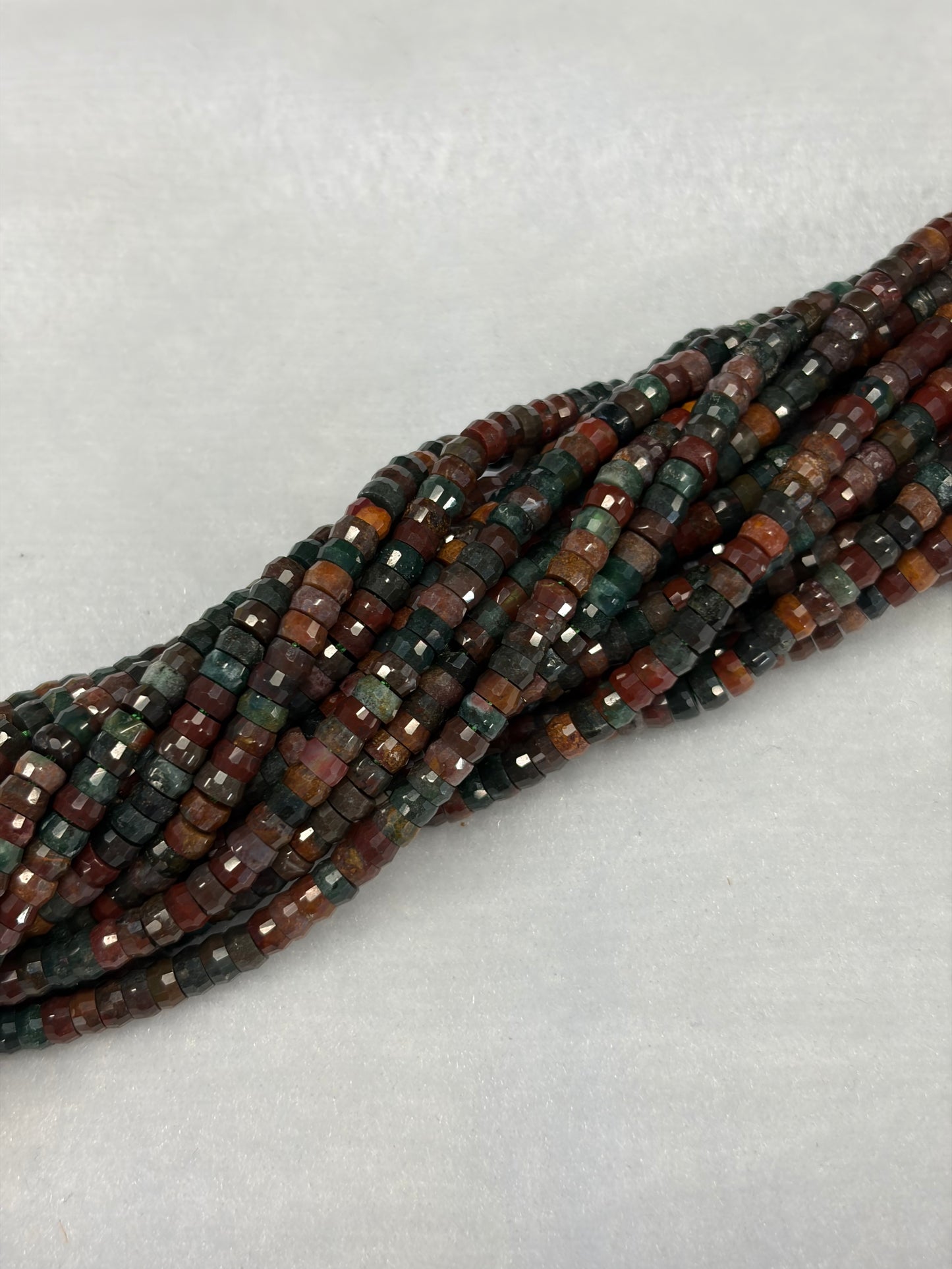 Faceted Indian Agate Heishi Beads