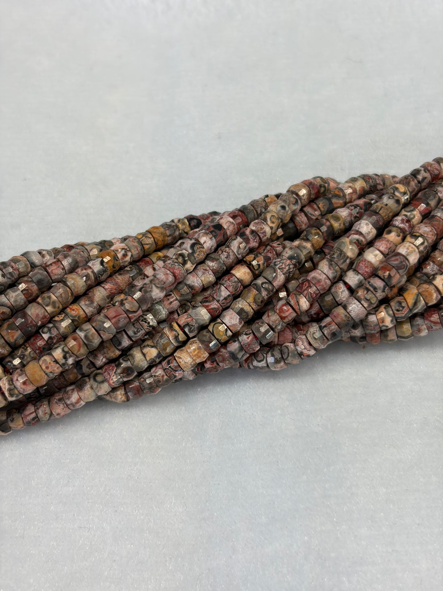 Faceted Leopard Skin Jasper Beads