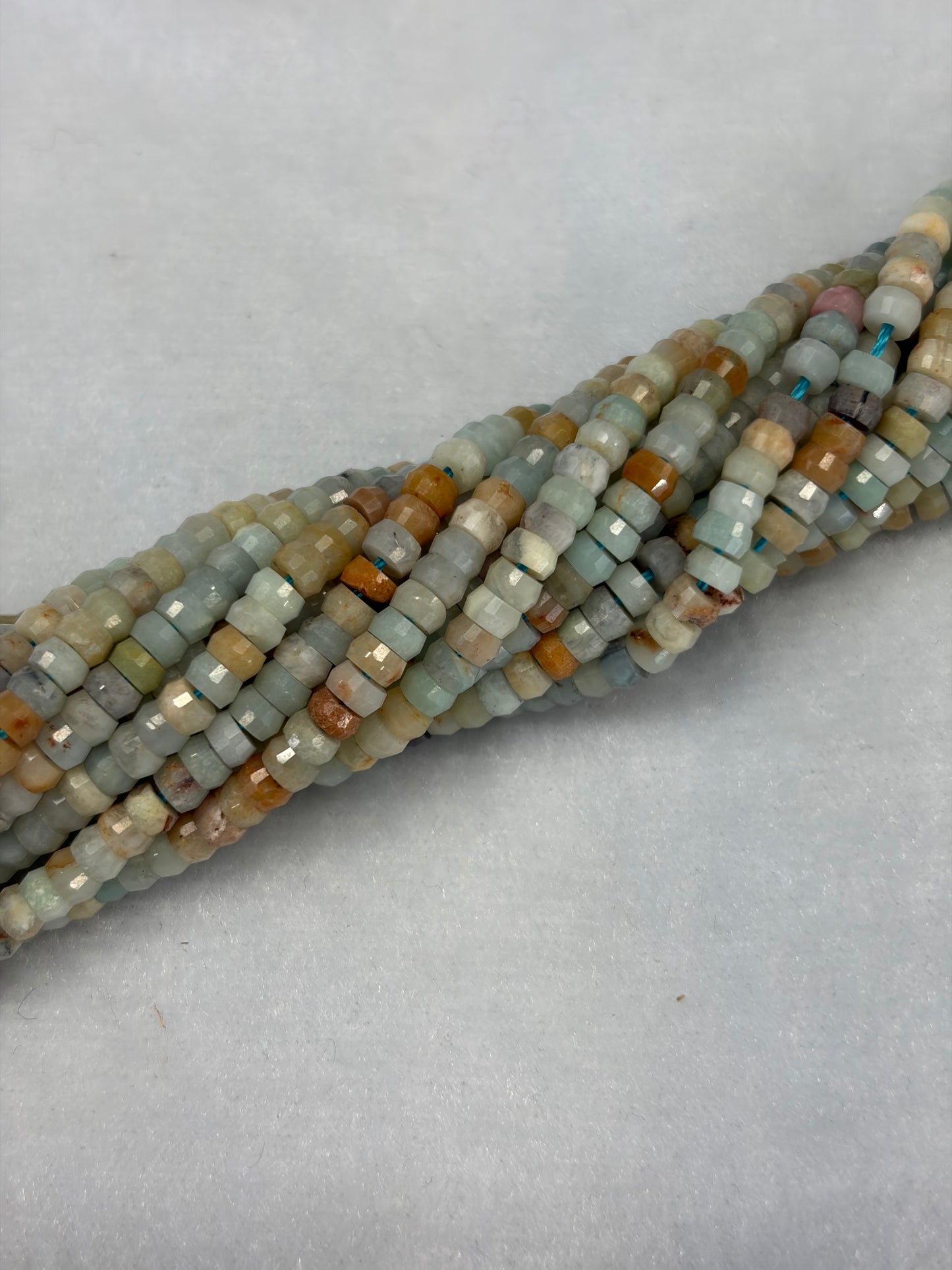 Faceted Amazonite Heishi Beads