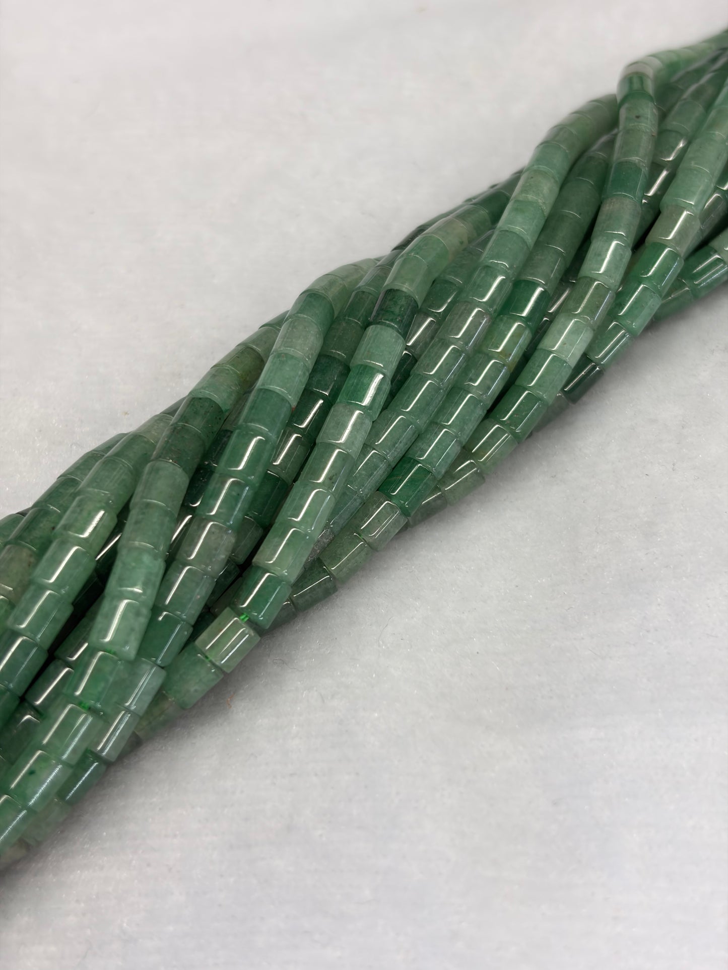 Green Aventurine Short Tube Beads