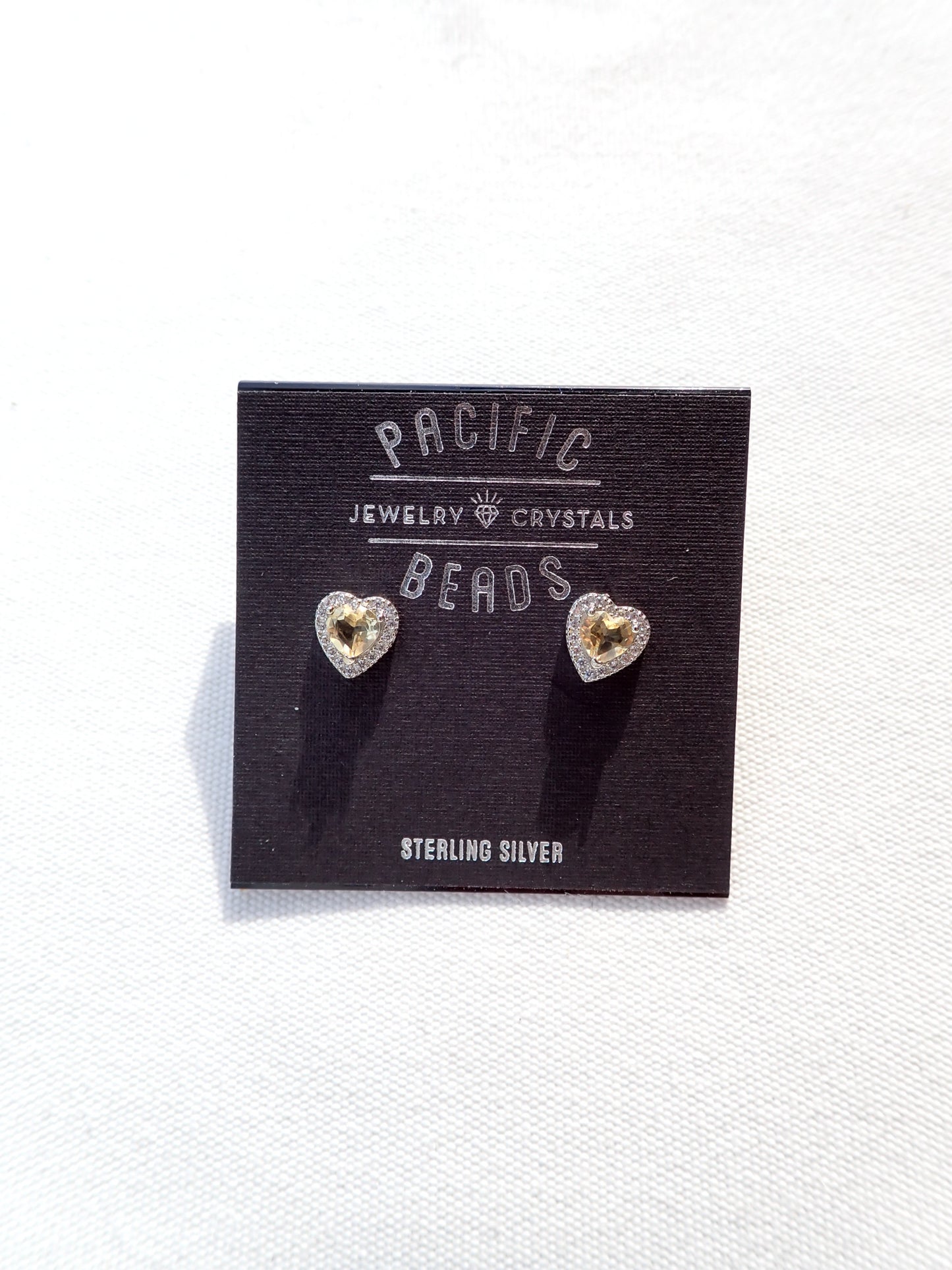 S.S. Citrine Heart Stud Earrings