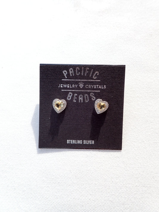 S.S. Citrine Heart Stud Earrings