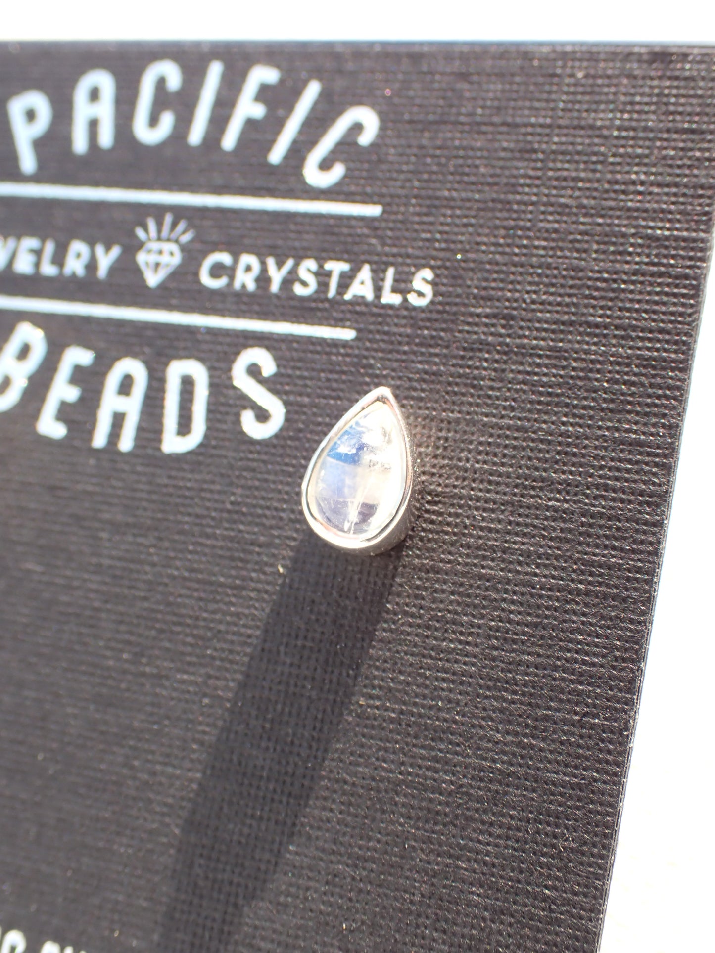 S.S. AAA Grade Rainbow Moonstone Teardrop Stud Earrings