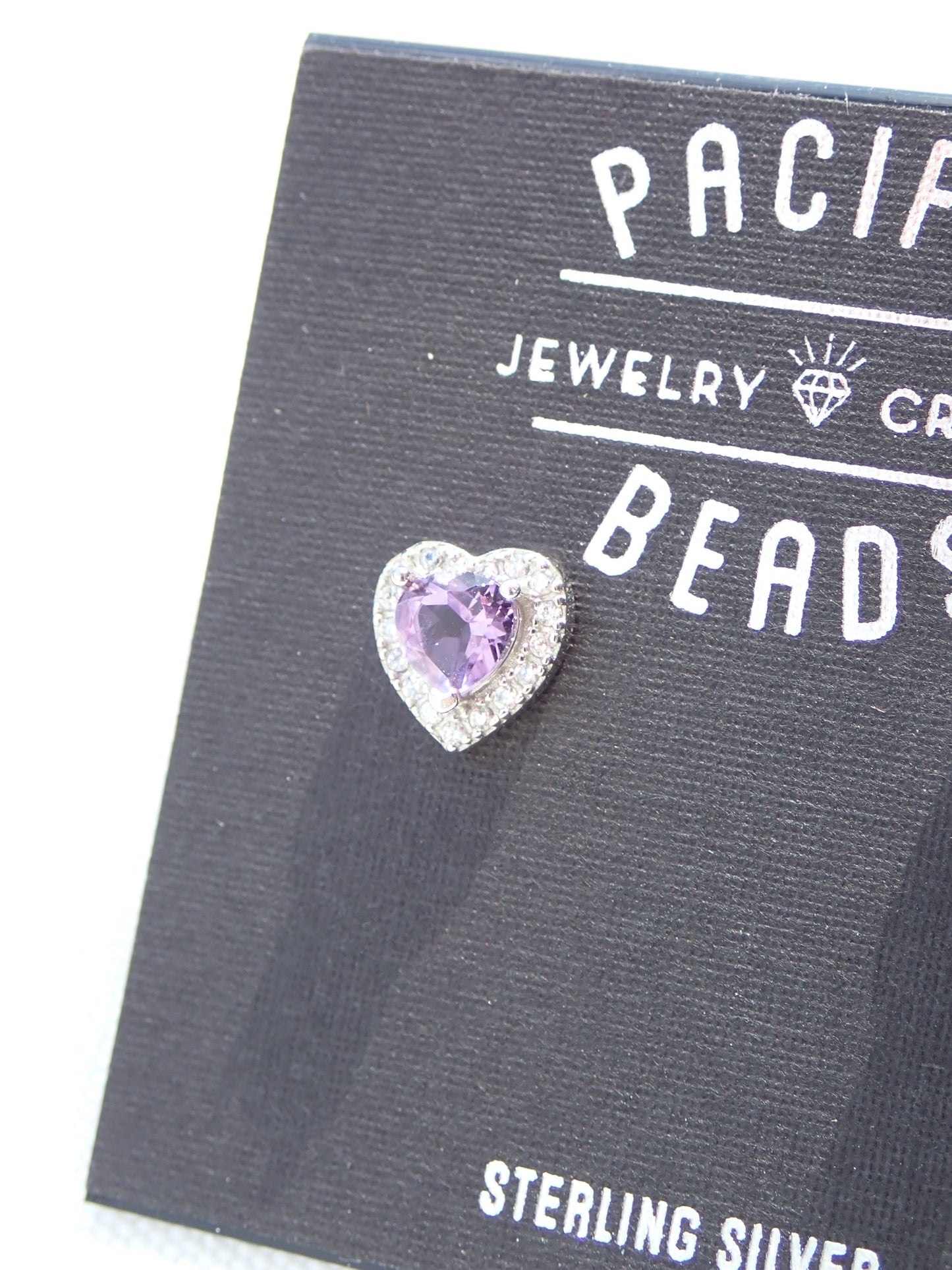 S.S. Amethyst Heart Stud Earrings
