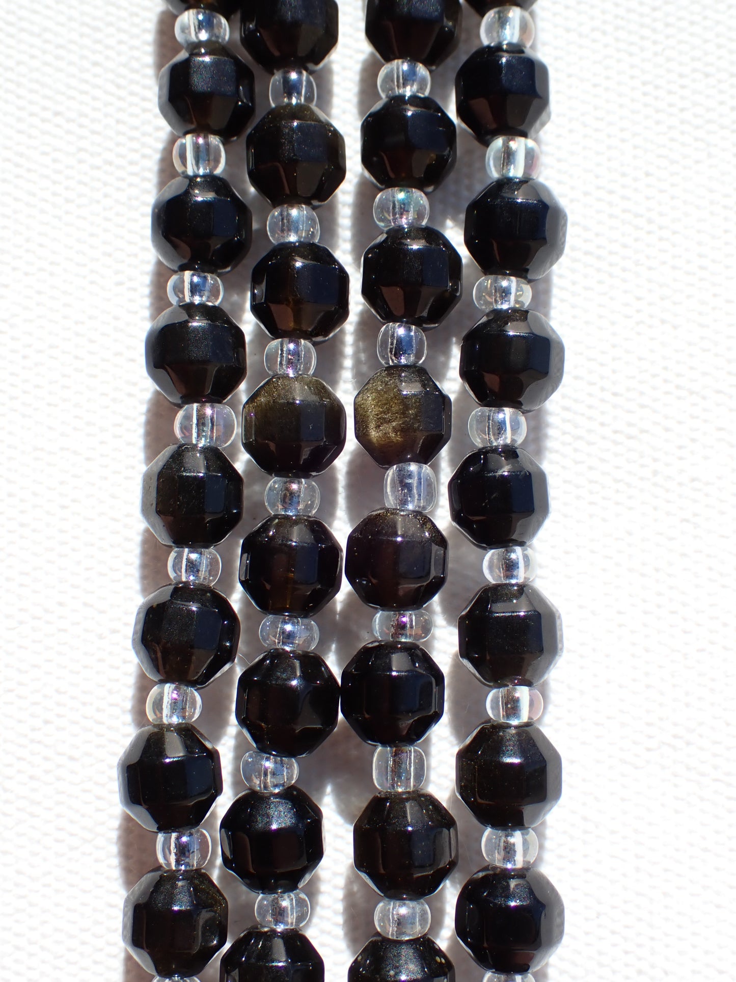 Faceted Golden Sheen Obsidian Bicone Beads