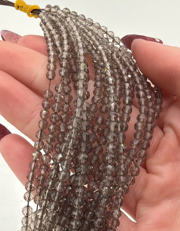 Prestrung Faceted Smokey Quartz Beads