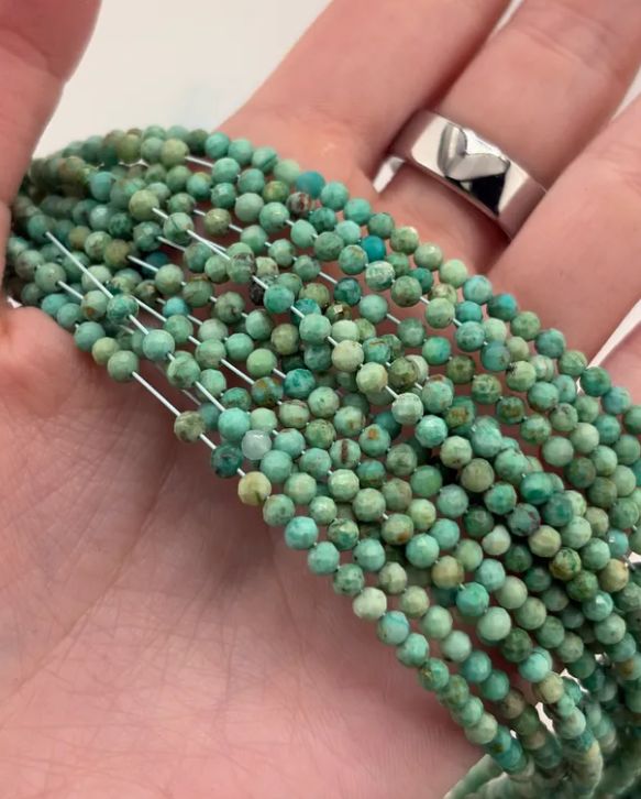 Prestrung Faceted Natural Turquoise Beads