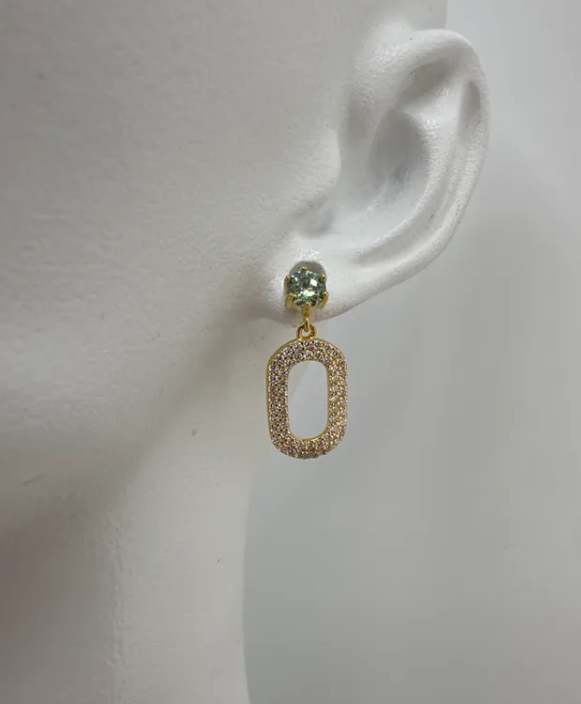 S.S. 14k Gold Plated Moissanite "O" Drop Earrings