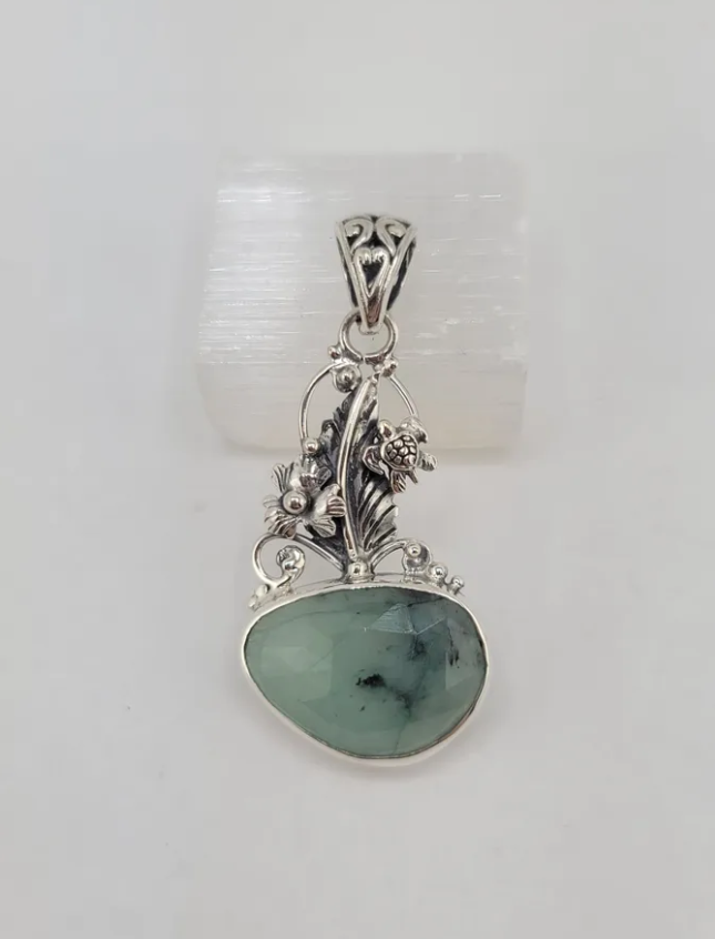 S.S. Shlomo Faceted Freeform Emerald Pendants