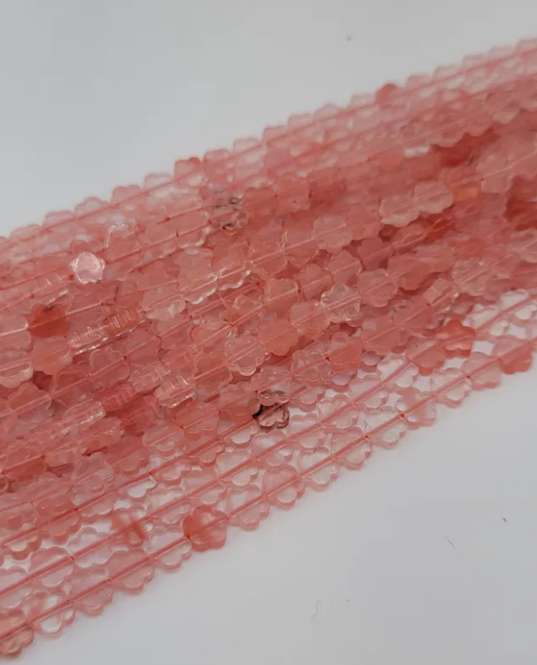 Cherry Quartz Flower Beads
