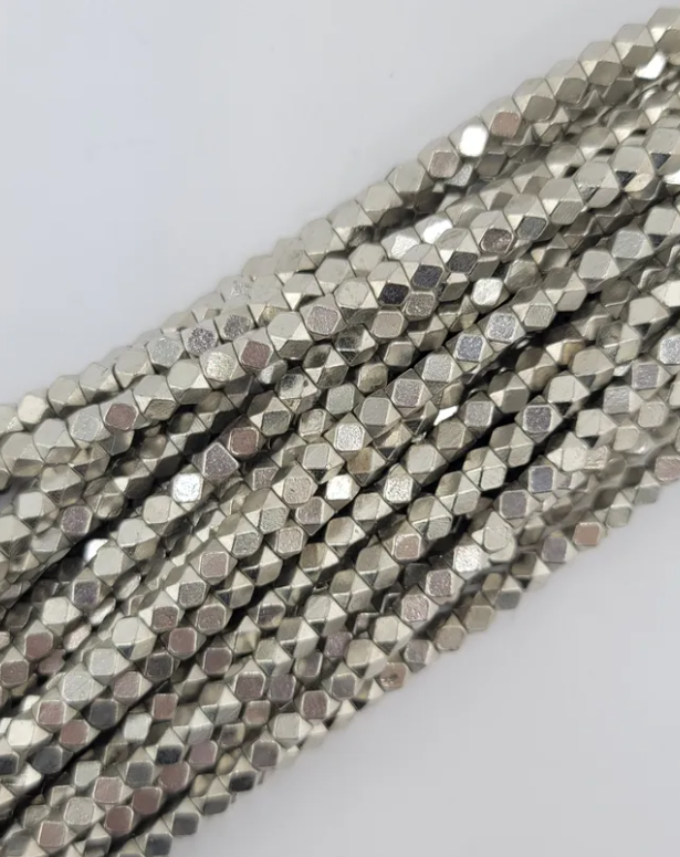 Silver Plated Brass Faceted Beads