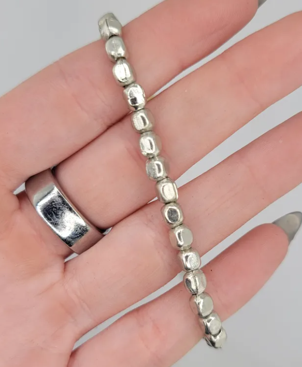 Silver Plated Brass Rounded Cube Beads