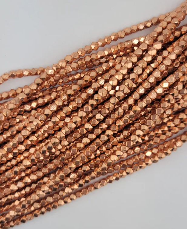 Faceted Copper Cube Beads