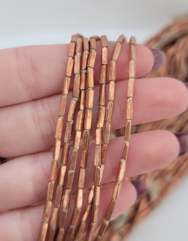 Long Copper Square Tube Beads