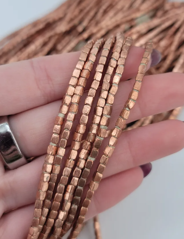 Short Copper Square Tube Beads