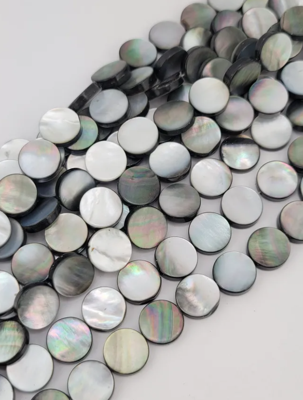 Black Shell Flat Coin Beads