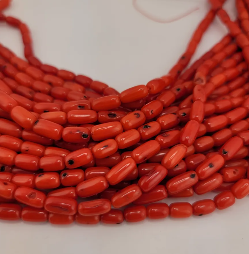 Coral Bamboo Beads