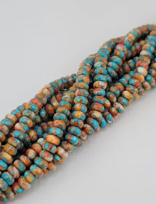 Spiny Oyster Turquoise Rondelle Beads