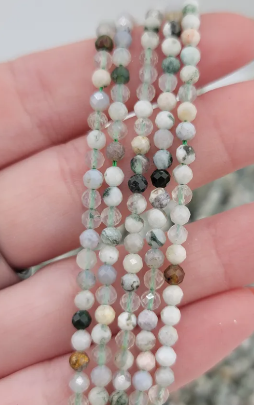 Faceted Moss Agate Beads