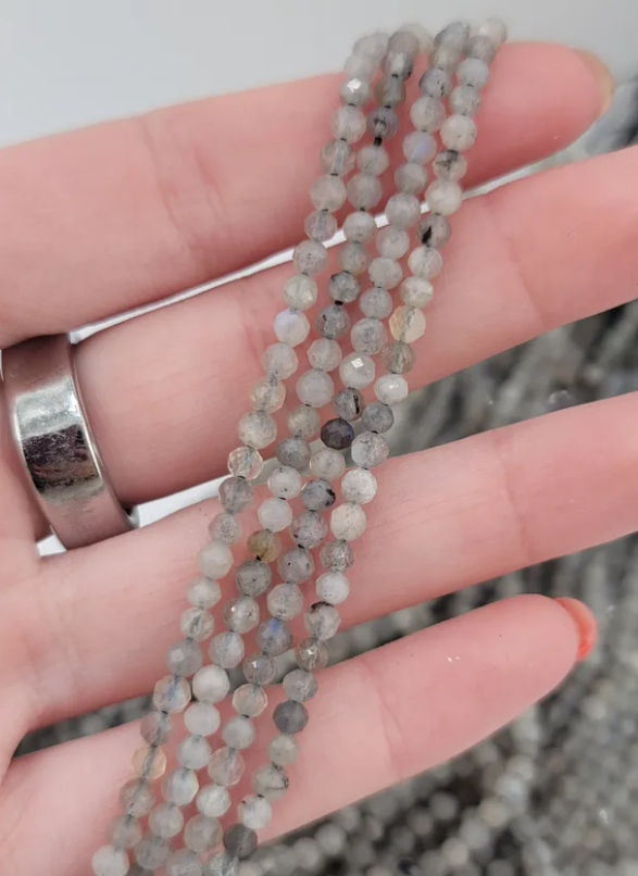 Faceted Grey Labradorite Beads